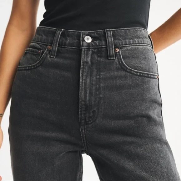 NEW Abercrombie & Fitch 90s Straight Ultra High Rise Jeans Black W 29 L 29 Short - Picture 14 of 15